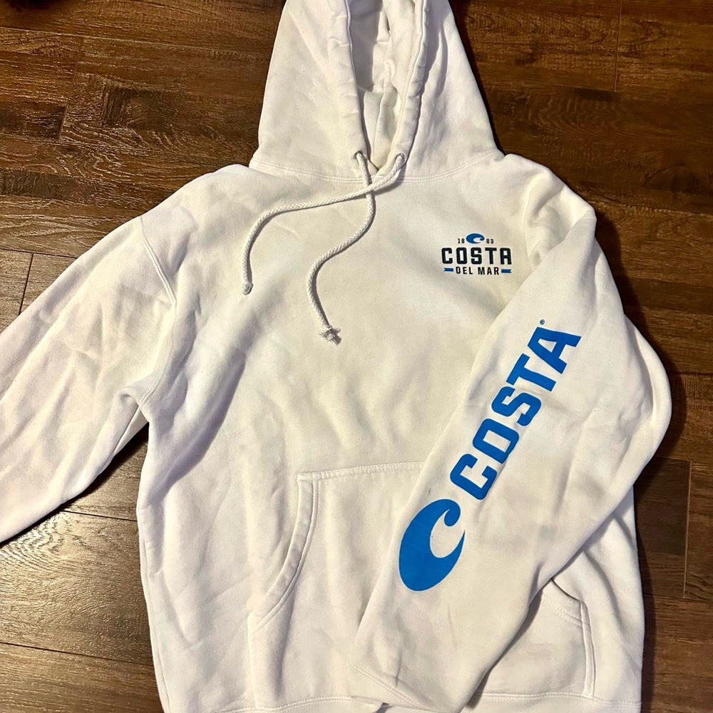 Oster White Crewneck Hoodie with Blue Costa Logo